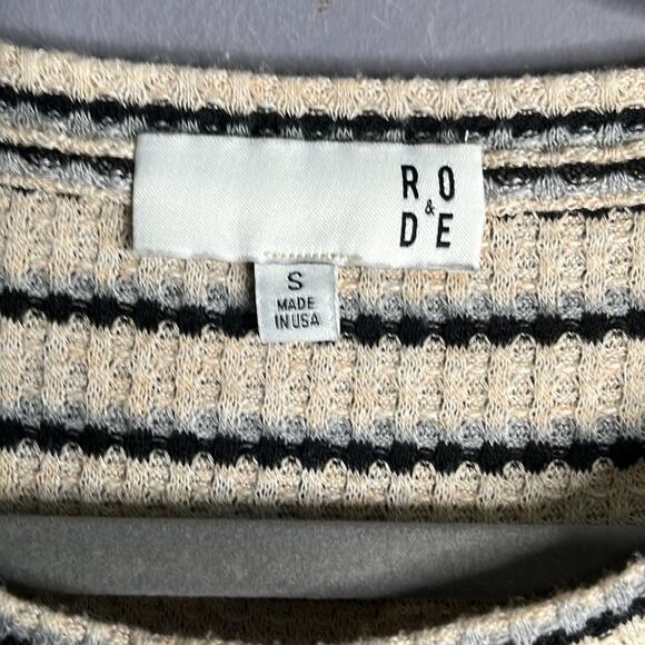 Ro & De Waffle Knit Peplum Top Crochet Sleeves Size Small - Picture 2 of 10